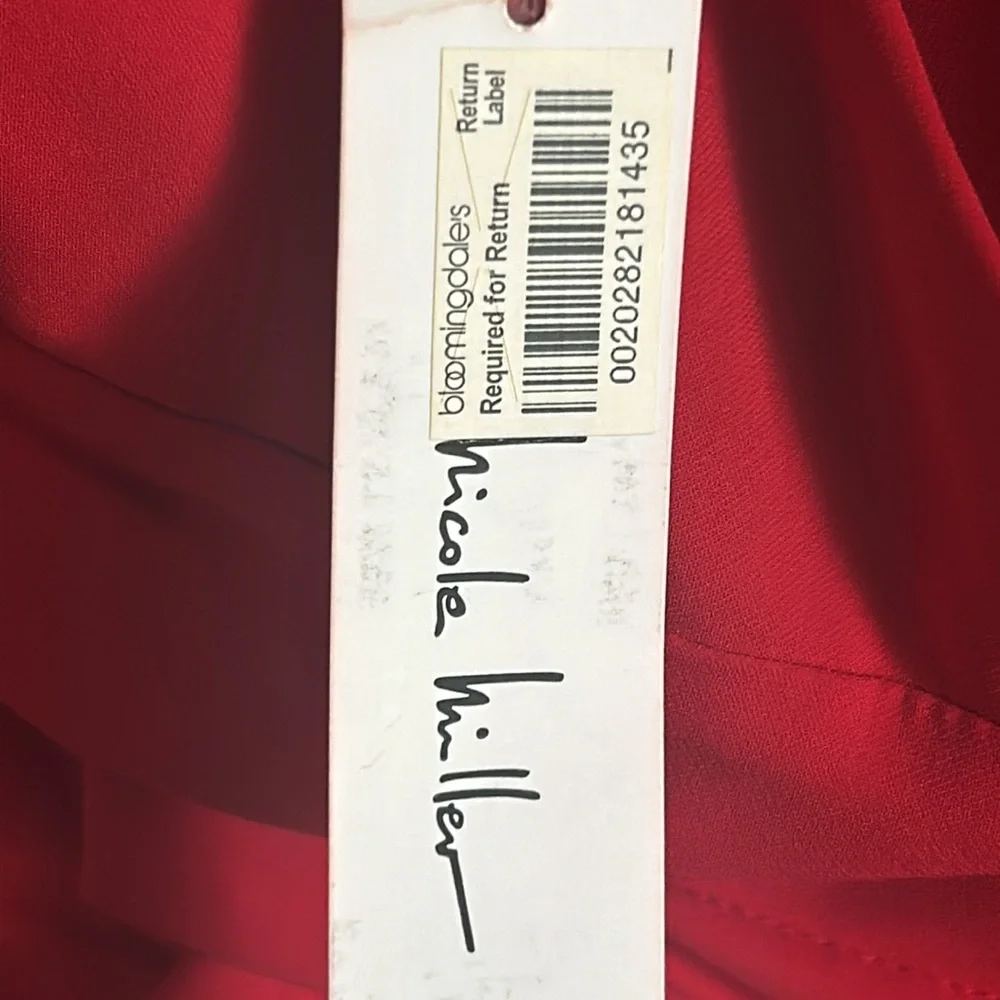 New Nicole Miller Red Silk Ruched Pleated Sleeveless Midi Dress Valentine’s Day - Picture 5 of 16